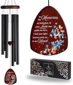 Memorial Wind Chimes for Loss of Loved One, Windchimes in Memory of a Loved One, Sympathy Gift Baskets, Bereavement Condolence Gifts, Memorial Gifts for Loss of Mom, 32" Sympathy Butterfly, Black by Vanquer