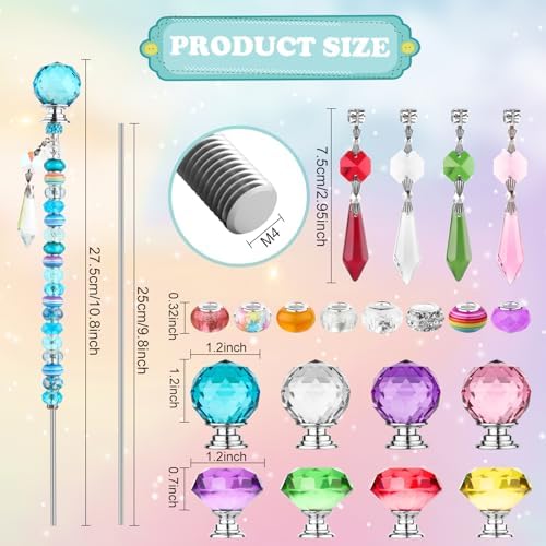 UFU 192Pcs DIY Fairy Wand Beaded Garden Stakes Kit, Decorative Garden Stakes with Colorful Crystal Pendants, Outdoor Fairy Garden Accessories, Beadable Items for Decor, Gifts & Craft (10 in) - Image 2