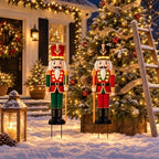 Outdoor Nutcracker Christmas Decor Lights, 2 Pack 48.2" Metal Yard Stakes - Image 2