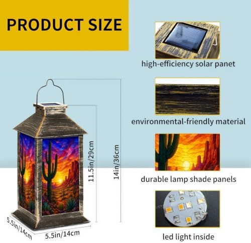 Stained Glass Cactus Art Solar Lanterns Outdoor Waterproof - Image 6