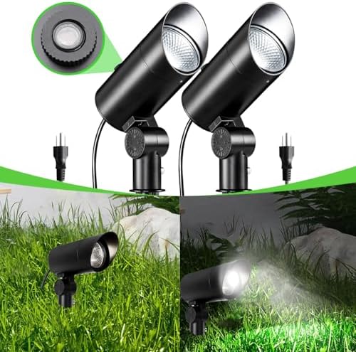 30W Flag Spot Lights Outdoor 120V Dusk to Dawn,5000K Cool White LED Landscape light Plug in with Photocell Sensor Bright Flag Pole Light for Yard Tree Garden Landscape Lighting with 6FT Cord (2) by EAGLOD