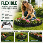 Evelyne Black Garden Border Plastic Edging – PP Plastic, Metal-Free Wrought Iron Look Design, 27pcs Black Yard Landscaping Fence Liner Lawn Edge Barrier, 35ft Kit of Decorative Lawn Landscape Panels - Image 3