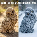 OLOMA Concrete Owl Garden Statue Handmade Cement Hooter Sculpture Outdoor Night Bird Garden Figurine Lawn Ornament Patio Porch Decor Flower Bed Accent Backyard Landscape Sculpture Owl Lover Gift - Image 6