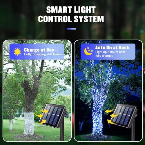 JMEXSUSS 2 Pack Solar Christmas Lights, Total 400 LED 151FT, White and Blue - Image 3