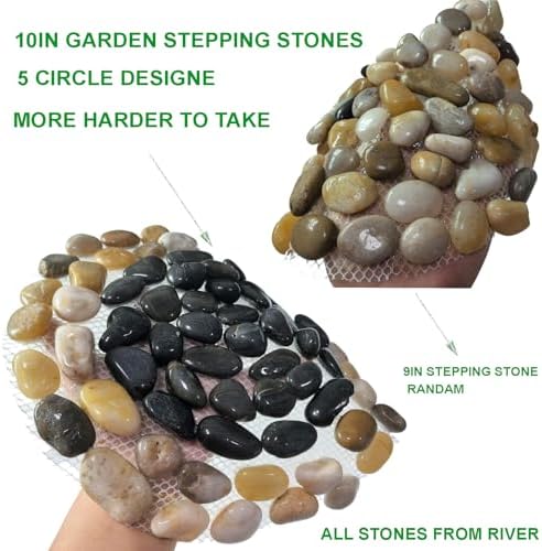 Garden Stepping Stones ourtdoor Decorative Round Stepping Stones with Black Stones Round Polished River Pebble Stone from Natureal River,for Garden Patio - Image 4