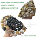 Garden Stepping Stones ourtdoor Decorative Round Stepping Stones with Black Stones Round Polished River Pebble Stone from Natureal River,for Garden Patio - Image 4