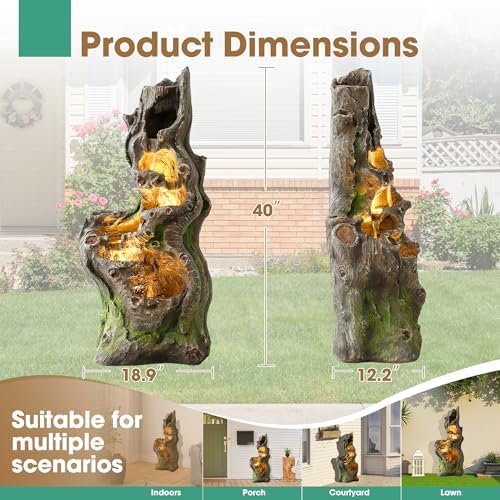5-Tiered Garden Water Fountain Outdoor, 40" H Fountain and Waterfall - Image 2