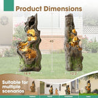 5-Tiered Garden Water Fountain Outdoor, 40" H Fountain and Waterfall - Image 2