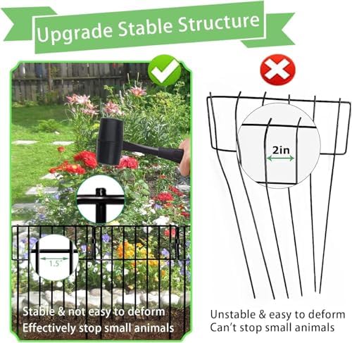 Thrivinest 30 Pack Animal Barrier Fence, No Dig Fence Decorative Fences, Rustproof Metal Small Garden Fence Border for Dogs Rabbits (Black, 30 Pack,30Ft) - Image 5