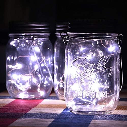 Solar Mason Jar Lantern Light, 3 Pack 20 Led String Starry Hanging Lamp, Fairy Firefly Lights Kit for Patio Garden Wedding Table Decor with Mason Jar & Hanger - Image 5