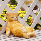 Sleeping Orange Cat Statue Outdoor Garden Decor, Realistic Resin Garden Cat Figurine, Indoor/Outdoor Decor, Heartwarming Memorial Gift for Cat Lovers, Lifelike Feline Sculpture for Patio & Yard by DHOBY+GHAUT