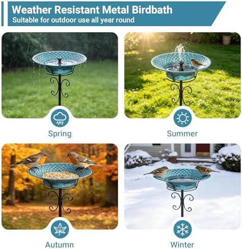 Bird Baths for Outdoors, 37" H Free Standing Bird Bath with Removable Bowl - Image 6