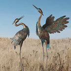 Crane Statues for Garden Decor, Metal Crane Yard Art Statues, 2PCS by Oritty