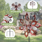GUAGUA 74 Inch Metal Wind Spinner, Willow Leaf Kinetic Yard Decor,Red - Image 5