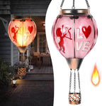 Easter Hot Air Balloon Solar Lantern - Valentine's Day Glass Lantern, Simulated Flickering Dancing Flame, Outdoor Hanging Sunflower Yard Light Waterproof IP65 for Valentines Gift by Unknown