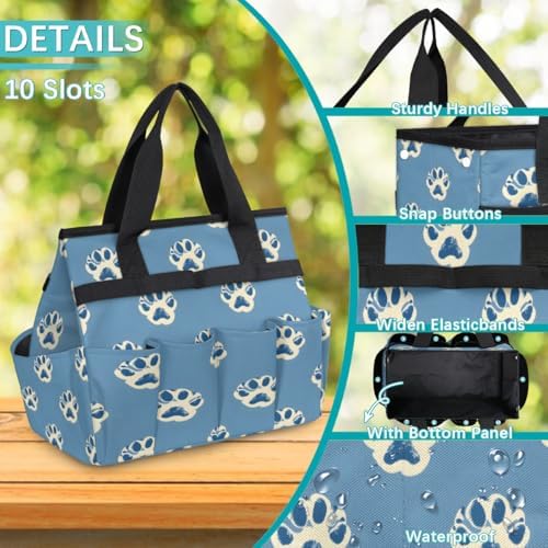Paw Garden Tool Bag Organizer Heavy Duty Dog Paw Gardening Tote Bag with 10 Pockets for Women Men Gardening Gifts - Image 6