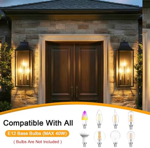 24" Extra Large Outdoor Wall Lights 2-Pack, Black Outside Wall Sconce - Image 4