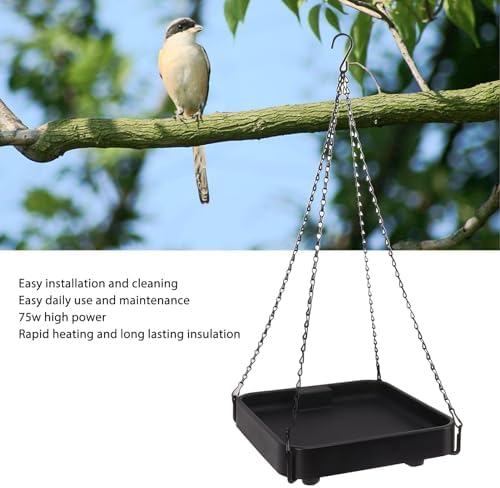 12V Thermostatic Heating Bird Feeder Hanging Plate Tray for Winter Garden Bird Bath Deicer US Plug 120V 60HZ Rapid Heating (for Water Feeding) - Image 2