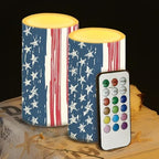 4th of July Flamless Candles Flickering LED Battery Operated Elictric Pillar Candles with Timer and Remote for Independence Day Patriotic Decorations, Painting Style American Flag - Image 4