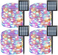 YEGUO 4 Pack Multicolor Solar Fairy Lights, Each 33ft 100 LED Christmas Lights Outdoor Waterproof, 8 Modes Sliver Wire Solar String Lights by YEGUO