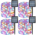 YEGUO 4 Pack Multicolor Solar Fairy Lights, Each 33ft 100 LED Christmas Lights Outdoor Waterproof, 8 Modes Sliver Wire Solar String Lights by YEGUO