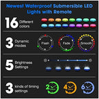Submersible LED Lights with Remote Underwater Pool Light IP68 Magnet 13 LED Bright Lamp RGB for Pond/Pool/Aquarium(2 Light 1 Controller,7.0CM) - Image 6