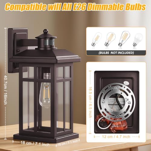 16” Motion Sensor Modern Exterior Light Bronze Outside Porch Lights - Image 5