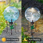 10 Inch Solar Glass Gazing Ball with 9.4" H Metal Stand - Image 5