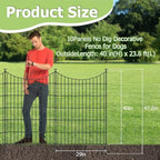 10 Panel No Dig Metal Garden Fence 40"H x 23.6'L Dog Fence Outdoor for Yard - Image 2