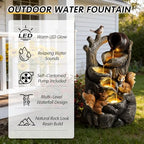 Wechoice 4-Tiers Cascading Rock Outdoor Water Fountain with LED Lights - Squirrel Outdoor Fountains and Waterfalls for Garden, Patio, Yard Deck Decor, Featuring Natural Stone Look, 30.1" Tall - Image 6
