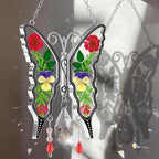 KY&BOSAM Butterfly Glass Crystal Pressed Flower Suncatchers Window Hanging - Image 6