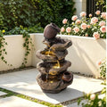 Rock & Jar Outdoor Water Fountain, Resin with LED Light by Swiftbloom