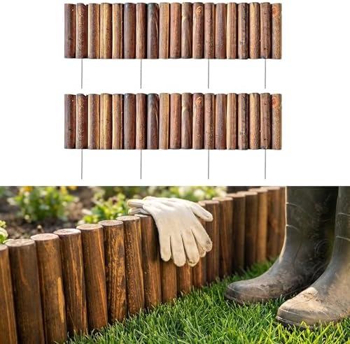 LaLaGreen Wooden Fence Panel (30x8in, 2 Pack) Flower Garden Edging Border by L%C3%A1L%C3%A1Green