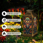Solar Lantern Geometric Owl Stained Glass Outdoor Waterproof Garden Hanging Lantern Solar Powered Lighting Outside Solar Light for Patio Yard Camping, Gifts for Women Mom - Image 3