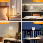 LUTEC 4 Pack Cordless Table Lamp,6000mAh Rechargeable Battery Operated Desk Lamp,Two Adjustable Heights,Waterproof, Touch Control & 3 Color Stepless Dimming for Restaurant/Bedroom/Bars/Outdoor (White) - Image 6