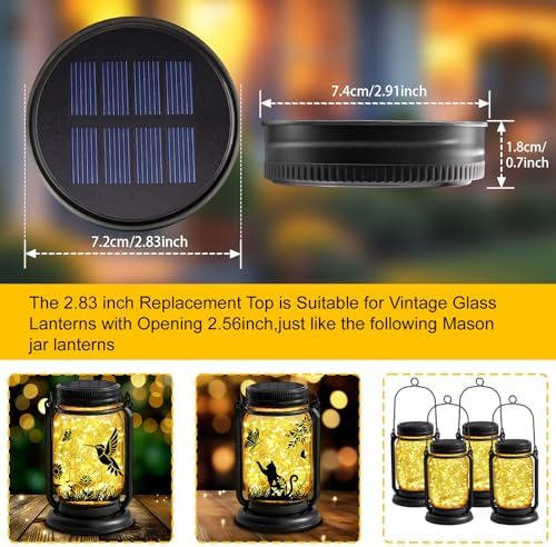 4Pack Mason jar Lanterns& 2Pack Solar Replacement Tops - Image 6
