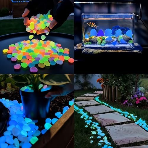 2026 New 300Pcs Glow in The Dark Garden Rocks, Glow At Night Pebbles, Colorful Glow-in-The-Dark Garden Stones, for Outdoor Fish Tank Rocks Aquarium Gravel Luminous Stones (Mixed, 300 Pcs) - Image 3