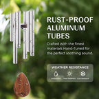 38" Silver Aluminum Wind Chimes for Outside, Deep Tone, E Major Pentatonic - Image 6