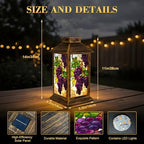 Solar Lantern Outdoor Garden Hanging Lantern Stained Glass Grape Vine Purple Grapes Green Leaves Grapevine Waterproof Solar Powered Lighting Outside Table Lamp for Patio Deck Yard Camping - Image 2