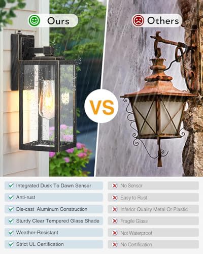 VIANIS Large Dusk to Dawn Outdoor Light Fixtures Wall Mount, 100% Aluminum - Image 4