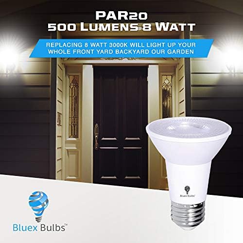 10 Pack PAR20 Outdoor LED Flood Light Bulb 8W 75 Watt Equivalent 500 Lumens Dimmable Waterproof E26 3000K Warm White LED Flood Light Bulbs for Security Led Spotlight Indoor Recessed Light Bulbs - Image 3