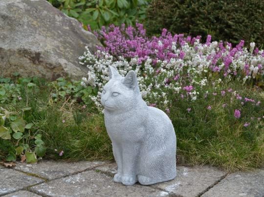 Cat Garden Statue Cat Memorial Indoor Outdoor Sculpture Cement Cat Figurine Kitten Stone Figure Concrete Backyard Lawn Decor - Image 5