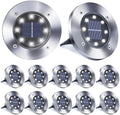 Toodour 12 Pack Solar Ground Lights Outdoor, 8 LED Waterproof Solar in-Ground Disk Lights for Garden Driveway Lawn Pathway Yard Pool Step, White by Toodour
