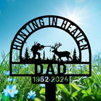 Personalized Hunter Grave Marker Forest Scene Hunting in Heaven Memorial Garden Stake 8-24 inch Hunter Dad Loss Gift, Hunter Memorial Gift Loss of Loved One (Forest Scene Hunting in Heaven) - Image 2