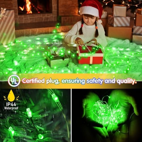 KNONEW 400FT 1200LED Green Wire Outdoor Fairy Lights Plug in Green Xmas - Image 4