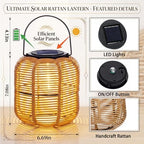 VIHOSE 6 Pack Solar Lantern Outdoor Waterproof Rattan, Round - Image 3