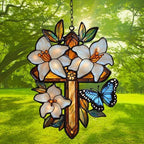 Floral Cross Acrylic Suncatcher - Image 3