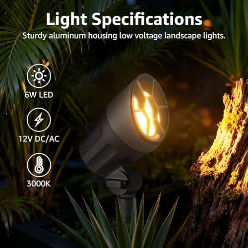SUNVIE 6W LED Low Voltage Landscape Lighting Kit 3000K, Dusk to Dawn, 8 PCS - Image 2