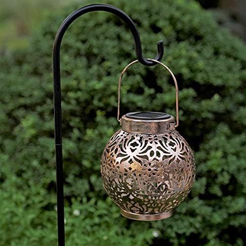 Set of 2 Solar Hanging Lanterns Outdoor for Garden Patio, Bronze - Image 6