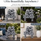 Frog Garden Statue Outdoor Decor, Cute Vintage Frogs Reading a Book on Bench Resin Sculpture, Animal Yard Art for Patio, Lawn, Yard, Housewarming Garden Gifts for Women (Grey) - Image 3